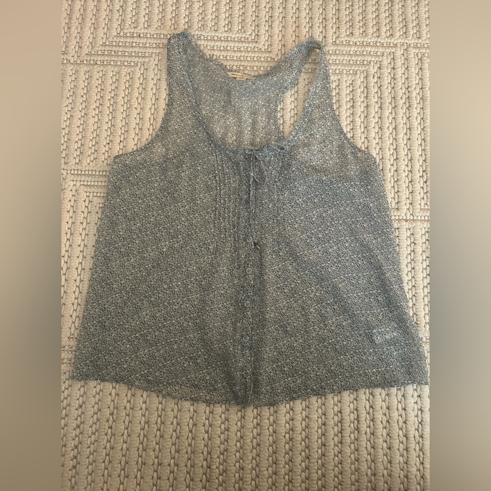 American Eagle Outfitters Women’s SP Blue Patterned Y2K Racerback Blouse Top